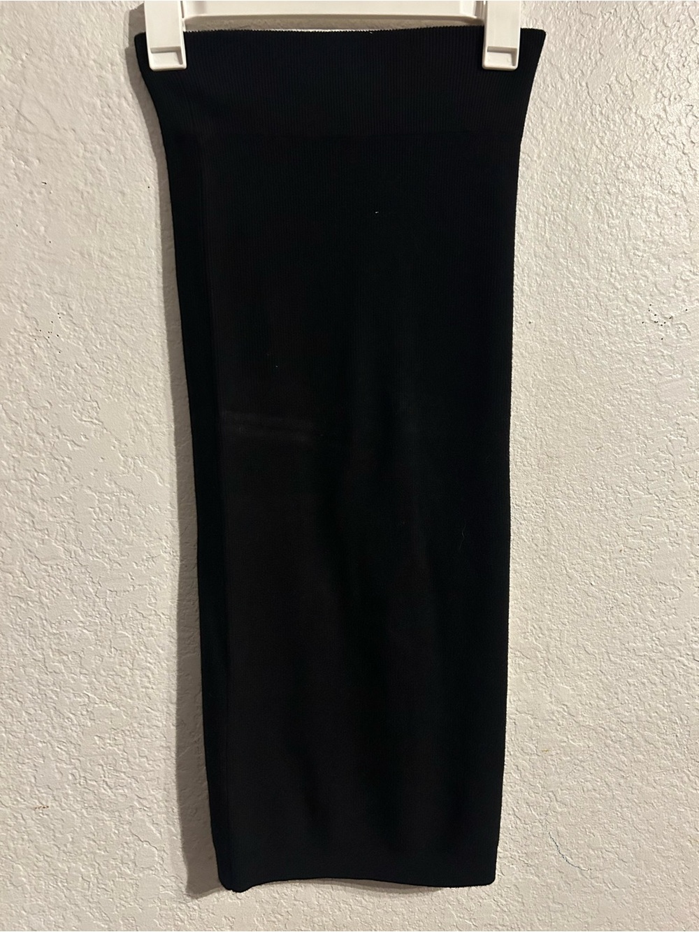 Express Black Ribbed Pencil Midi Skirt